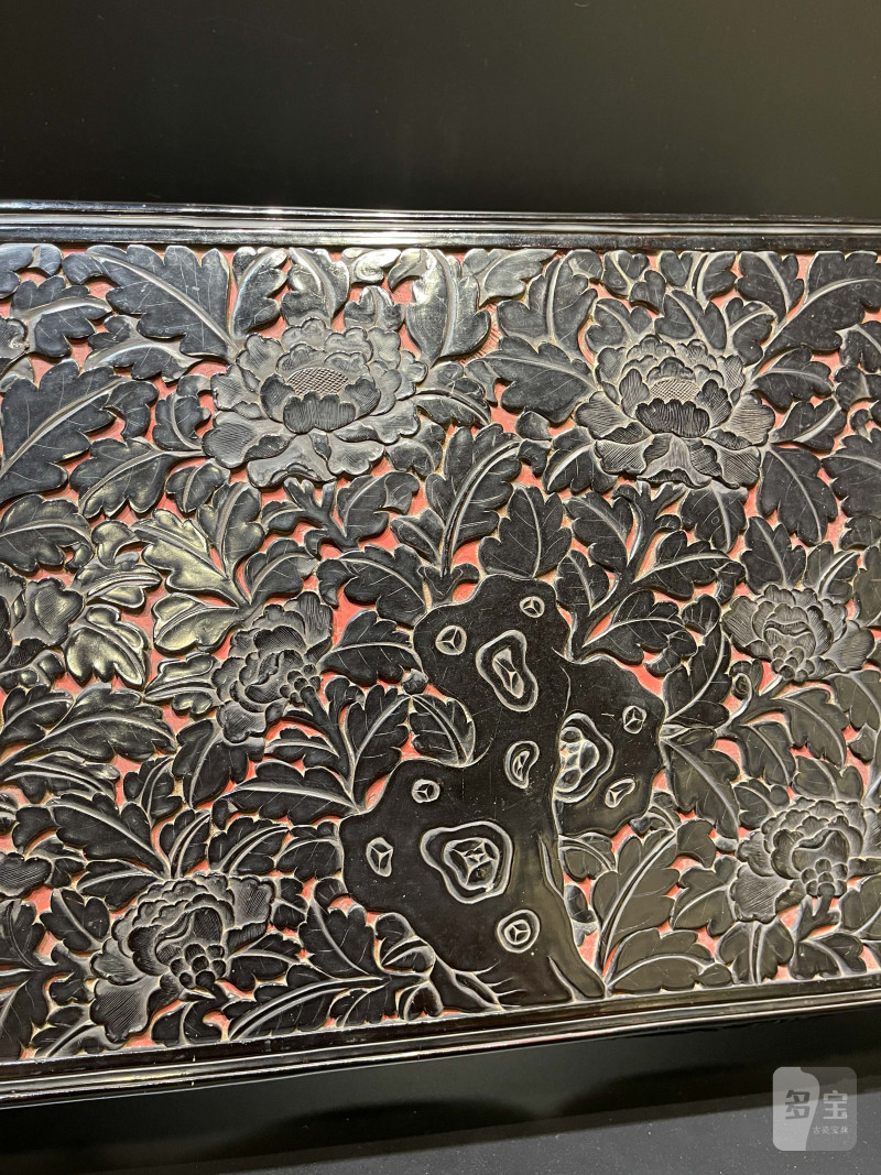 清乾隆 剔黑花卉纹长方案 - 图4